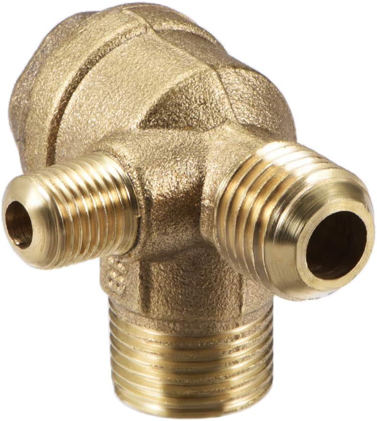 sourcing map Air Compressor Check Valve, M10xM14xPT3/8 Male Thread, 3 Way Pneumatic Accessory, Brass 2pcs - Image 4