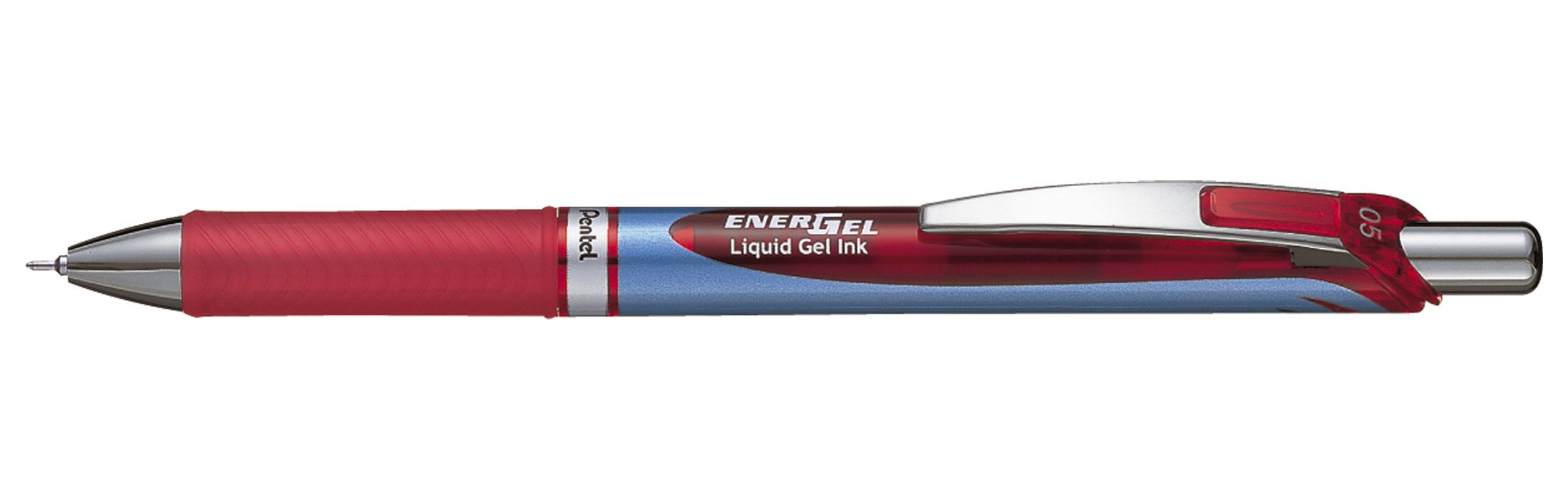 Pentel BLN75 Energel XM Retractable Rollerball, 0.5mm Tip - Red ink (Pack of 12)