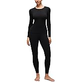 CRZ YOGA Softembrace Fleece Lined Thermal Underwear Set for Women - Soft Casual Base Layer Long Johns Warm Pajamas Top Bottom