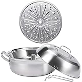 AQUIVER 4.5Qt Stainless Steel Steamer Pot - Multi-Layer stackable Saucepot Cookware with Septa & Lifter - Soup Boiler Pot & H