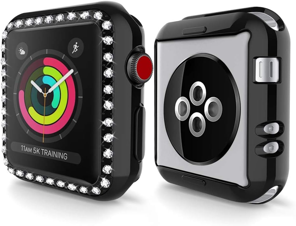 Screen Protector Compatible with Apple Watch Series 1 2 3 38mm, GHIJKL Ultra Slim Soft Full Cover Case for iWatch 1 2 3, Black