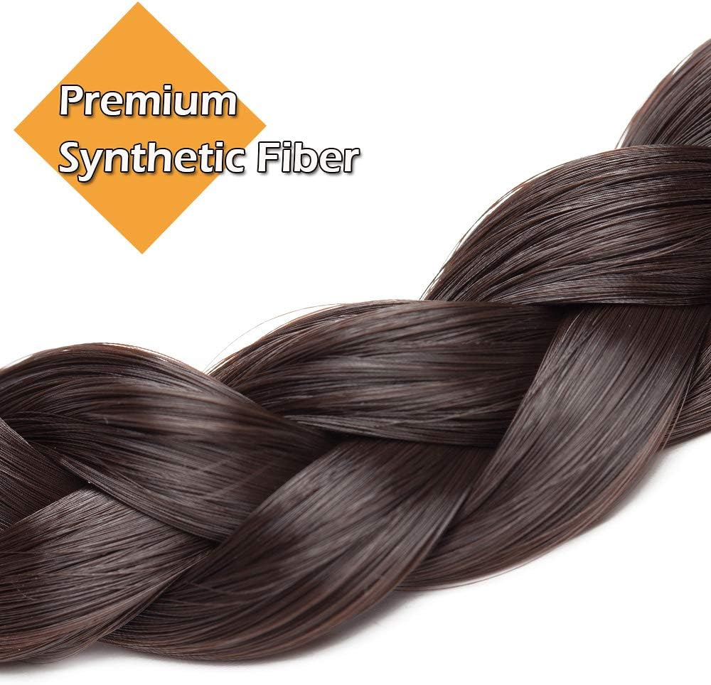 Silk-co Hair Plait Hairband in Dark Brown Braided Headband Elastic Synthetic Twist Front Hairpiece Accessory - Image 3