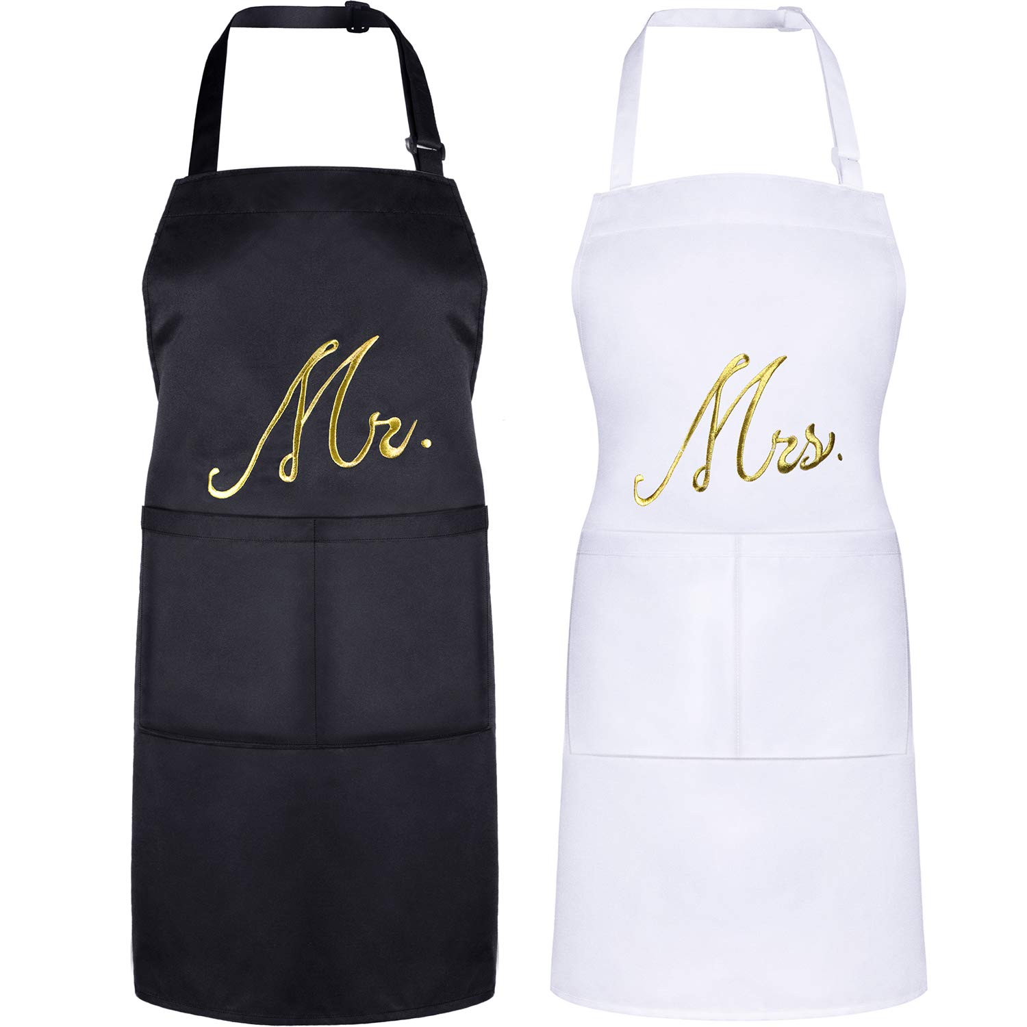Photo 1 of 2 Piece Mr & Mrs Aprons for Couple Gifts, Wedding Anniversary Bridal Shower Gifts for Couple Women and Men, Bride and Groom