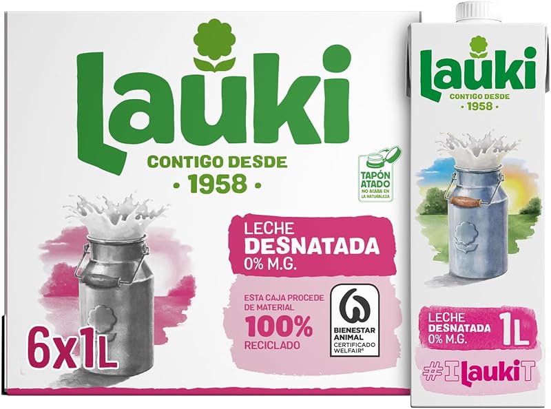 Lauki leite desnatado brik 1L – Caixa de 6 litros — foto 1 de 7