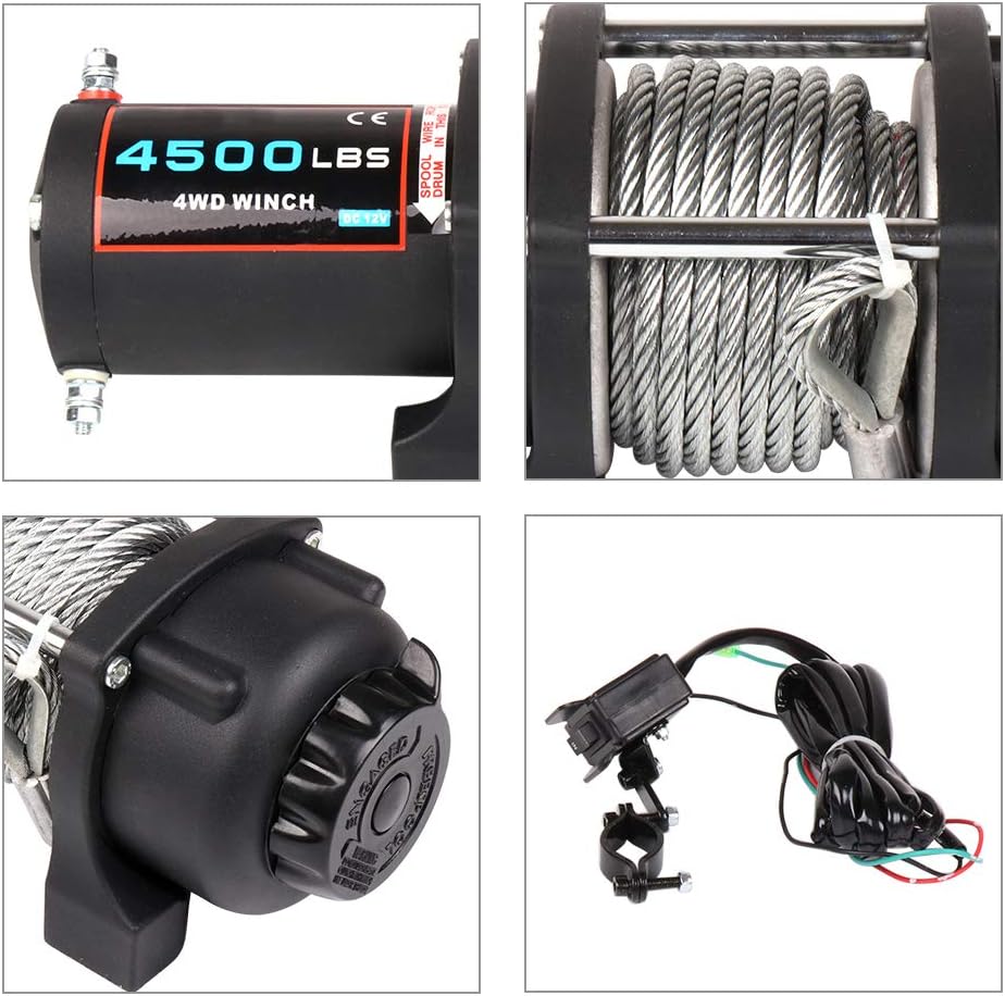 ECCPP Winches 12V 4500 LBS LBS Electric Winch+Aluminum Fairlead+10 feet