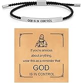 PZKQSAC Gold is in Control Bracelet for Women Adjustable Braided Stainless Steel Bracelet with Card Engraving Inspirational Christian Faith Bracelets Christmas Gifts Fashion Jewelry Accessories