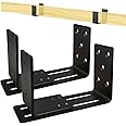 Adjustable Door Barricade Brackets, Heavy Duty Door Security Bracket, Drop Open Bar Holder For Security, Door Barricade Security Bar Bracket Fit For 2x4 And 4x4 Or Any Size Lumber, Carbon Steel, 2 Pcs