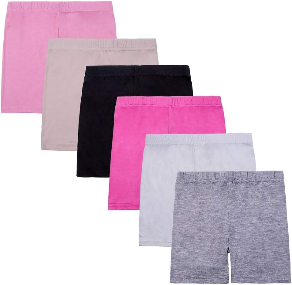 2-12 Years Old Girl’s Solid Color Biking Shorts Safety Dress Boyshort Panties for Toddlers 6 Pack Underwear