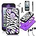 SODIAL(R) ULAK Purple White Zebra Combo Hard Soft High Impact iPhone 5 Armor Case Skin Gel with screen protector