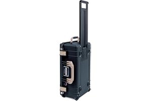 Pelican Air 1535 Carry-on Case by ColorCase - Black - Medium Size Waterproof Case (Case Only) - Desert Tan Handles & Latches, 015350-0000-110-311