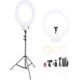 NEEWER 18 Inch Ring Light with Tripod Stand, 55W Large LED Ringlight, Cold Shoe Phone Holder Compatible with iPhone Camera for Video Recording Photography Streaming Selfie Makeup Studio Photo, RL-18