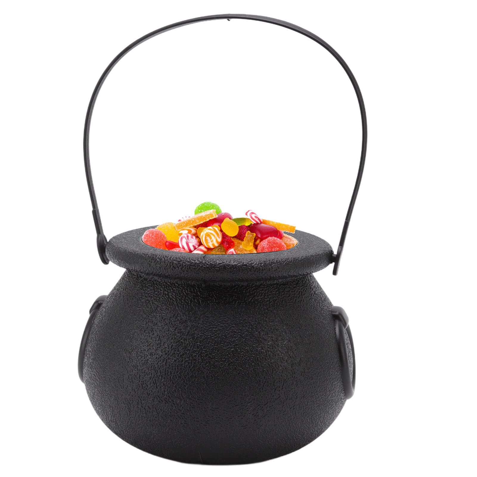 Plastic Witch Candy Holder Pot, Halloween Candy Bucket, Black Mini Cauldron With Handle for Halloween Party Decorations Supplies
