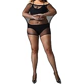 MANZI Women's 2 Pairs Plus Size Control Top Tights Ultra-Soft Panty Hose