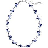 Short Beaded Turquoise Necklace For Women - Fashion Jewelry with Pearl and Crystal Bead, Birthday Gifts For Women