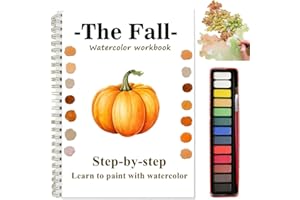 BAELEEGA Workbooks Coloring Book Beginner Friendly Painting Kit Easy Nature Scenes Painting Set Art Crafts for Creative Exploration Gift for Adults Teens (The Fall, With Palette)
