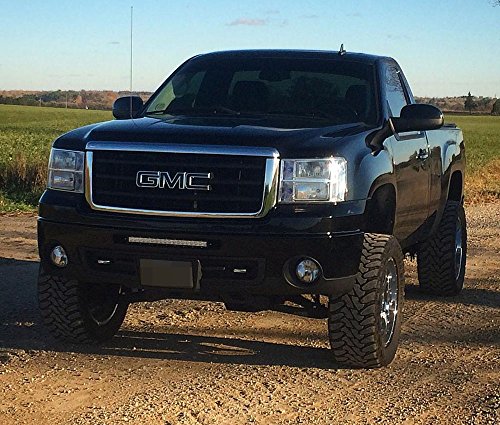iJDMTOY 20" 100W High Power Single-Row CREE LED Light Bar w/ Lower Bumper Insert Mounting Brackets and On/Off Switch Wiring Kit For 2009-2013 GMC 1500 or 2008-2014 2500 3500 HD