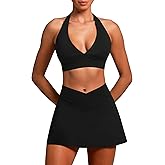 OZICERD Two Piece Tennis Skirt Sets for Women 2 Piece Mini Skirt Set Pickleball Outfit Golf Skort Going Out Athletic Skirt