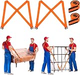 URAQT 2-Person Lifting Straps 2 Pcs Anti-Slip Orange 4.5cm 800 lbs Load view 1