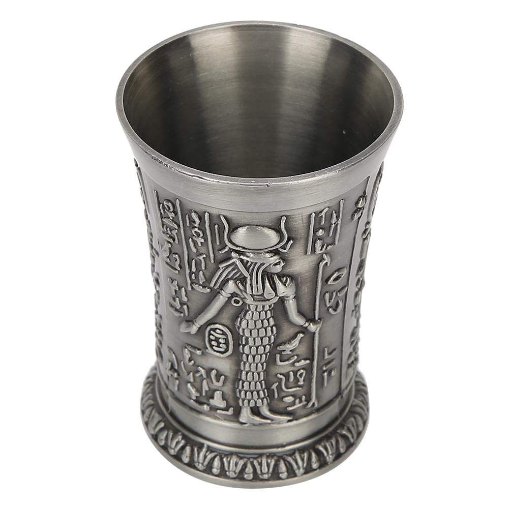 Vintage Metal Egyptian Shot Glass, Hand Embossed Mini Cup, 30ML, for Whiskey Cocktails, Bar Accessories, Home Decor