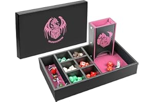 WUNHUNEW DND Dice Tray & Tower Storage Box, 4 in 1 D&D Dice Holder Case (Dice Rolling Tray, Dice Roller Tower, Dice & Miniature Storage), Great RPG Accessories Gifts for Dungeons and Dragons MTG DM & Player