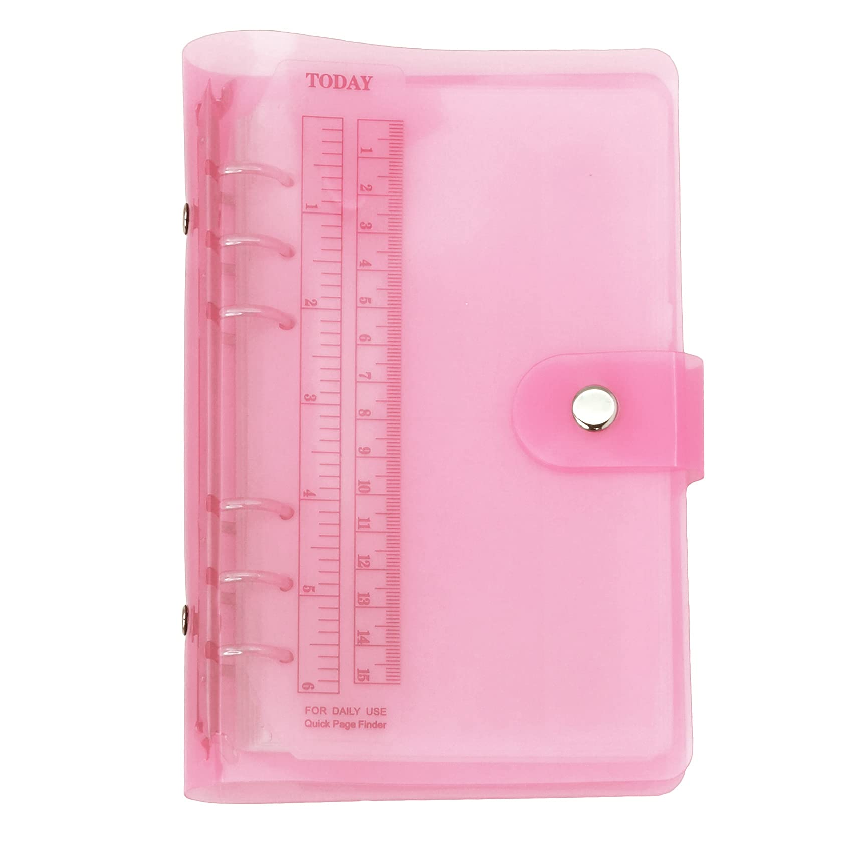 A6 A5 6-Holes Colorful PVC Cover Round Ring View Binder with Snap Button Closure File Folder (Sachet Pink, A6 Combo)