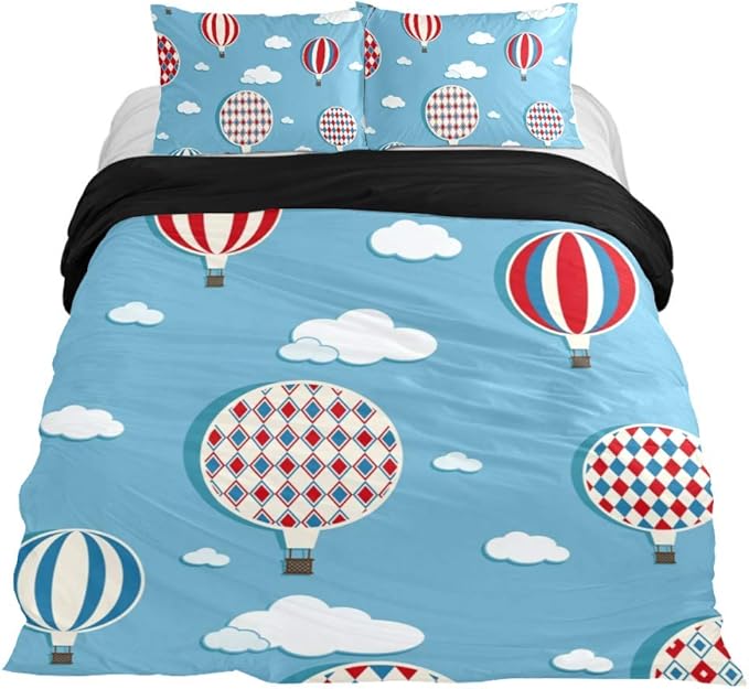DEYYA Bedding Set Hot Air Balloons 3 Piece Microfiber