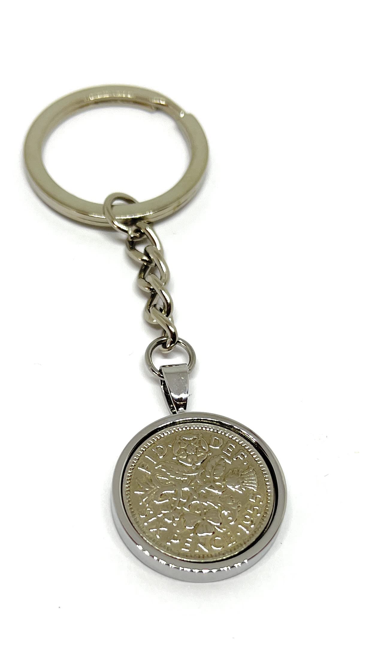 1955 71st Birthday Keyring British Sixpence Mum, Dad, Brother, Sister-71st Birthday Coin Keyring, Sixpence Coin, 71st Anniversary SLV