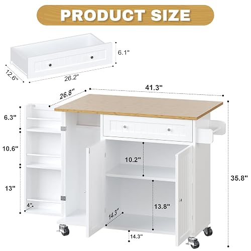Buy HLR Kitchen Island With Storage, Rolling Kitchen Island On Wheels ...