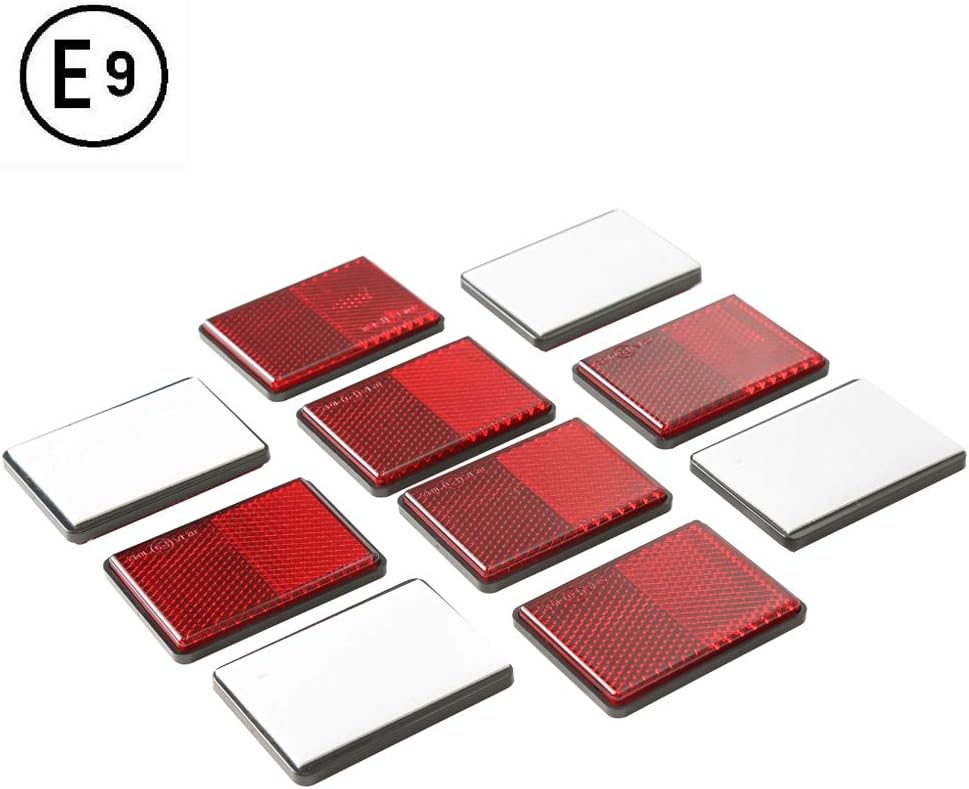 TAEUTO 10 Pack Trailer Rectangular Self Adhesive Red Reflectors ...