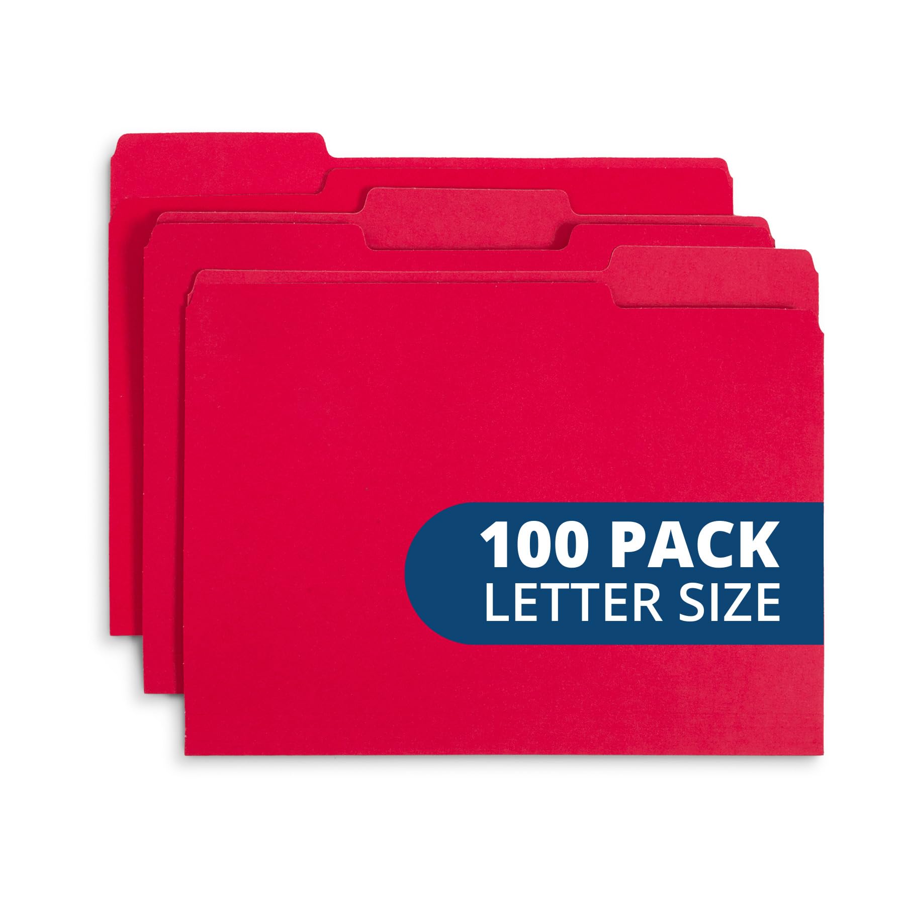 Photo 1 of File Folder, 1/3 Cut Tab, Letter Size, Red, Great for Organizing and Easy File Storage, 100 Per Box