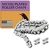 PGN #40 Nickel Plated Roller Chain - 10 Feet + 2 Free Connecting Links - #40NP - Anti-Corrosion Chains for Bycicles, Mini Bikes, Motorcycles, Go-Karts, Home and Industrial Machinery - 239 Links