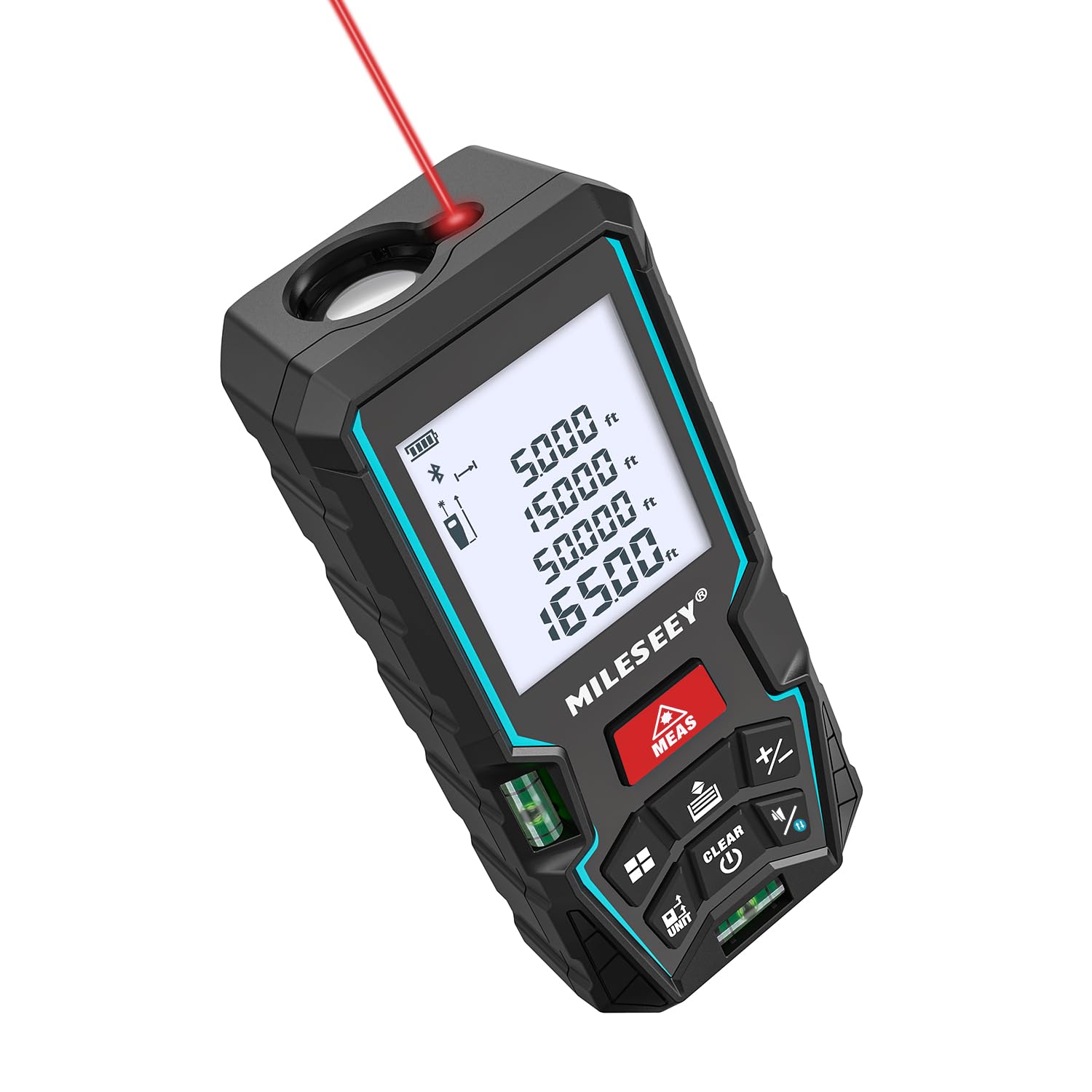 50M Laser Measure Device with Phone App, MiLESEEY Laser Distance Meter with 2 Spirit Level Bubbles, ±2mm Accuracy, 2 inch LCD Backlight, Pythagorean Mode, Measure Distance, Area/Volume Calculation