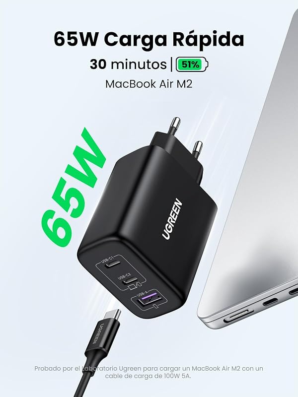 Carregador USB C Zapix 65W, Adaptador de Alimentação Tipo A PD 3.0 PPS Compatível com Galaxy S25/S25+/S25 Ultra/S24/S23, MacBook, iPad Pro/Air, iPhone 17 Pro MAX Air/16/15/14, Google Pixel — foto 2 de 7