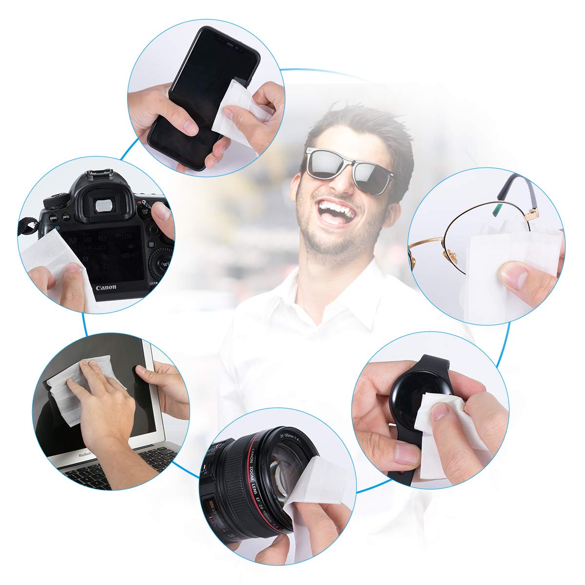 Computer Screen Wipes, 200 Monitor Wipes Premoistened Lens Cleaning Wipes Electronic Wipes for