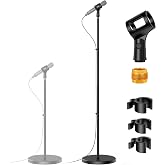 InnoGear Mic Stand Microphone Stand Floor with Weighted Base for Singing | Height Adjustable, Telescopic, Detachable, Recording, Podcasts, Work with Blue Yeti HyperX Shure SM58 Samson Q2U Fifine K669B