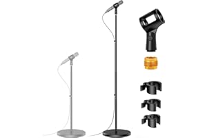 InnoGear Telescopic Mic Stand, Height Adjustable from 22" to 68" Microphone Stand Floor Weighted Base Boom Mic Arm Stand for Blue Yeti HyperX QuadCast SoloCast Shure SM58 Samson Q2U Fifine K669B