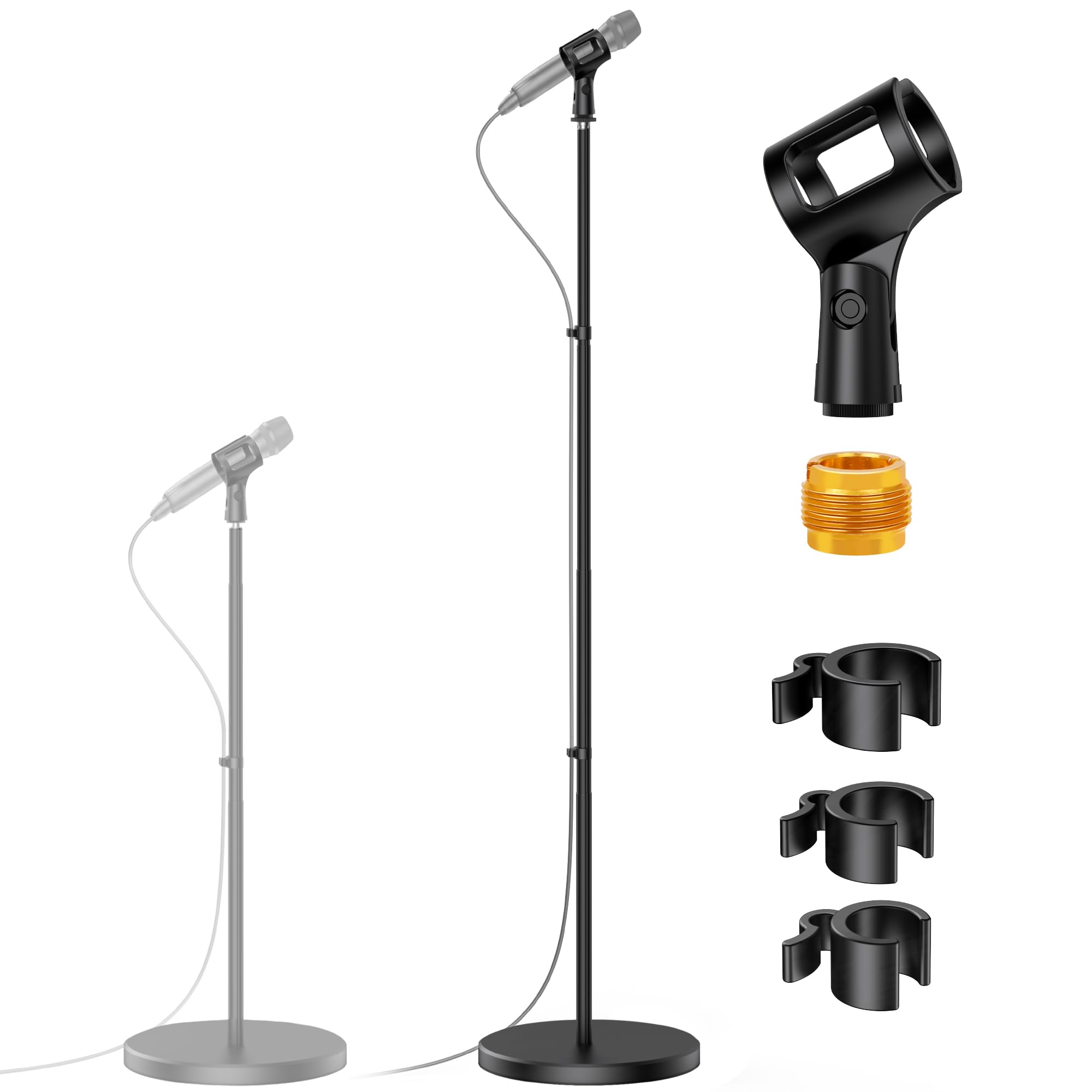 Photo 1 of InnoGear Telescopic Mic Stand, Height Adjustable from 22" to 68" Microphone Stand Floor Weighted Base Boom Mic Arm Stand for Blue Yeti HyperX QuadCast SoloCast Shure SM58 Samson Q2U Fifine K669B