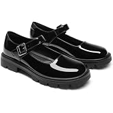 DREAM PAIRS Women's Chunky Mary Jane Flats | classic comfortable cute platform flats,school business office shoes, for work and daily with adjustable buckle strap