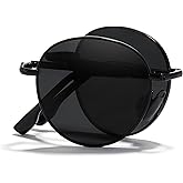 Cyxus Round Foldable Sunglasses for Women Men Polarized UV 400 Protection Folding Sun Glasses