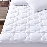 CozyLux Twin Mattress Pad, Cotton Top, 450 GSM Down Alternative Fill | OEKO-TEX Certified, Quiet Sleep Surface, Quilted Cushioning, 8-21 Inch Deep Pocket, White Twin 39 x 75 Inches