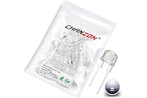 Chanzon 50 pcs 8mm White LED Diode Lights (Straw Hat Clear Transparent DC 3V 250mA) Bright Lighting Bulb Lamps Electronics Co