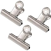 Coideal Silver Metal Hinge Clips - 20 Pack 2 Inch Large Bull Binder Paper Clips Clamp for Office Pictures Photos, Kitchen Foo