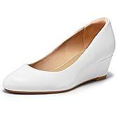mysoft Women's Wedge Pumps Low Heel Closed Toe 2in Dress Shoes