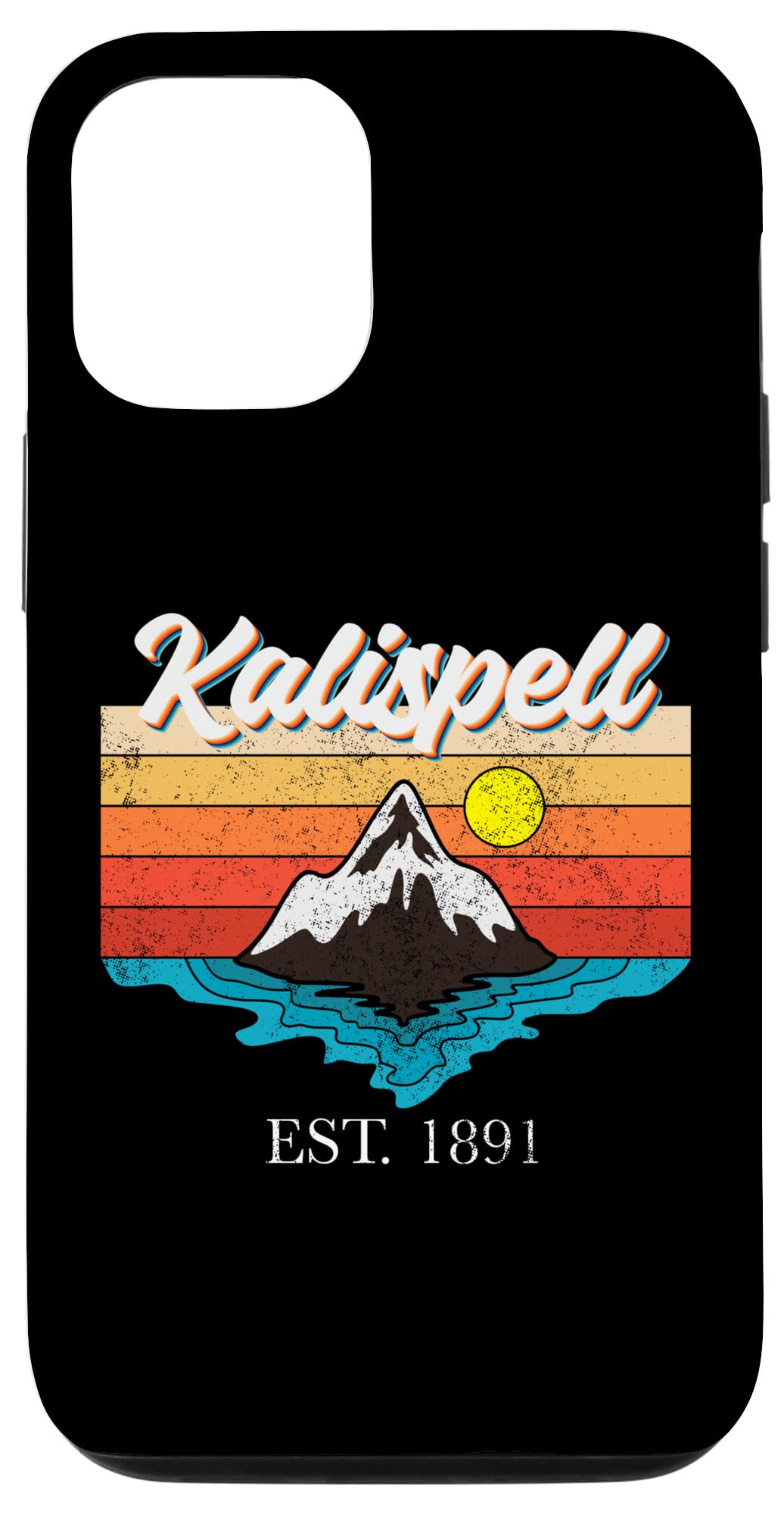 iPhone 14 Pro Kalispell Mountain River Retro Sunset USA Trip Kalispell Case