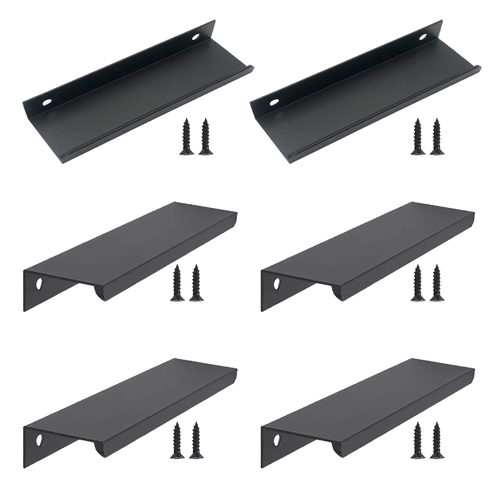 unknow OUBTDK Hidden Cabinet Handles 6Pcs Black Cupboard Handles Modern Door Handle Kitchen Cabinet Pulls Invisible Drawer Pulls with 12 Screws for Kitchen Bedroom Drawers Cupboards Cabinets Wardrobe