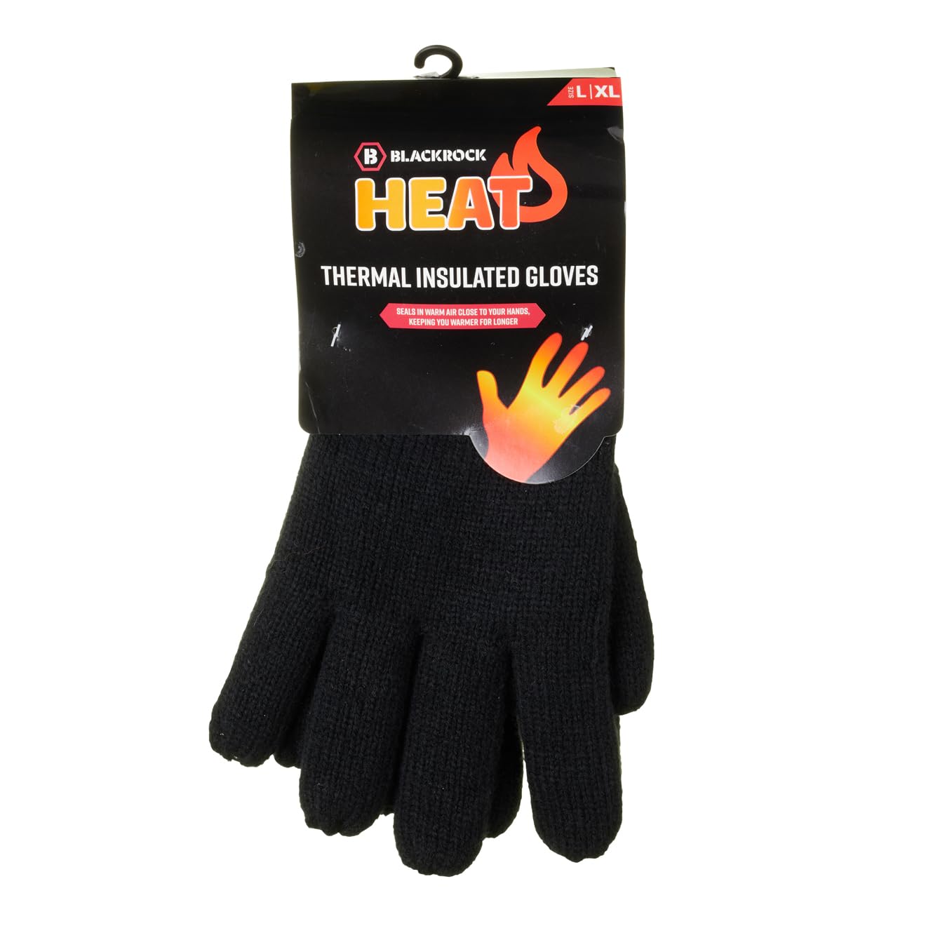 Blackrock HEAT Black Thermal Gloves, Mens and Womens, Winter Gloves, Accessories, Warm, Heated Clothing, Wooly, Warm, Hiking, Fleece, Size - Large/XL