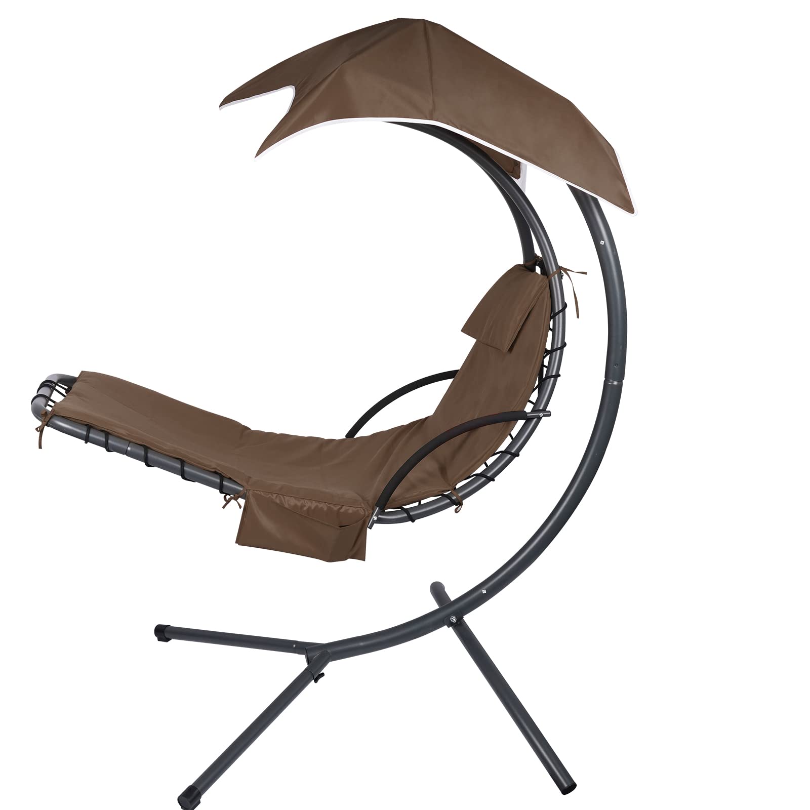 Photo 1 of ZHUANMONI Patio Hanging Lounge Chair Replacement Cushion Cover and Umbrella Fabric,Made for Patio Curved Chaise Hammock Floating Swing Chair Pads(Cover Only) Coffee