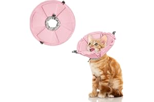 Pawfun Cat Cone Collar Soft, Adjustable Elizabethan Collar for Cats to Stop Licking, Comfortable Lightweight Kitten Cone for Wound Healing and Surgery Recovery, Pink S