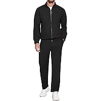 Miluxas Mens 2 Piece Tracksuit Casual Sweatsuits Full Zip Track Suits Jogging Athletic Suit Sets Blue 12 Xxl