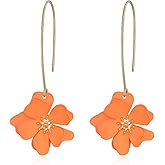 Aishgjia Handmade Bohemian Metal Flower Dangle Drop Earrings Unique Tiered Petal Flower Earrings for Women